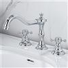 ZPSPZ Miscelatore Lavabo Bagno 3 Fori, Rubinetto Bagno Tre Fori Doppia Maniglia Split Rubinetto Lavabo Acqua Fredda e Calda Ottone Rubinetteria Bagno 3 Fori-Cromo