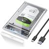 POSUGEAR Case Hard Disk 2.5, 6Gbps USB 3.1 Gen 2 Case SSD 2.5 per SATA III 7mm/9.5mm SSD HDD, Supporto UASP/TRIM & Nessuno Strumento Case Disco Rigido Compatibile con Toshiba WD PS4 Xbox-Trasparente