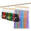 LMSAWK 2 Pezzi Organizzatore Cappelli, Organizzatore Leggings per Armadio, Appendiabiti in Legno Girevole a 360° con 20 Clip, Mascherine, Asciugamani, Guanti (Natura)