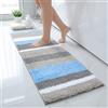 Homaxy Tappetino da bagno antiderapant,tappeto da bagno a righe in morbida microfibra, tappetino da bagno assorbente a pelo lungo, lavabile in lavatrice, 40 x 120 cm, blu/grigio