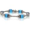 ThurColas Bracciale rigido donna perle in vetro stile chic moderno acciaio inox fatto a mano in Francia (Blu)