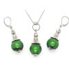 ThurColas Parure di gioielli orecchini e collana in acciaio e perle di vetro di Murano verde