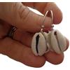 Generic ◦ - ● ◉✿ CONCHIGLIA KAURI E DISCO D'ARGENTO ✿◉ ● - ◦ Orecchini unici su ganci auto piegati in argento
