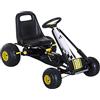 HOMCOM Go-Kart a Pedali per Bambini con Sedile Regolabile, Freno e Frizione, 95x66.5x57cm, Bianco Nero