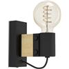 EGLO Bailrigg FSC100HB - Lampada da parete, applique rettangolare per interni, con attacco E27, lampada da corridoio in legno naturale e metallo nero