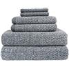 Everplush Diamond Jacquard - Set di 6 Asciugamani da Bagno, Colore: Grigio e Blu