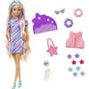 Barbie - Super Chioma Bambola con Abito a Stelle, Capelli Fantasia Lunghi 21,6cm, Abito, 15 Accessori alla Moda - 8 con Effetto Cambia Colore, Giocattolo per Bambini 3+ Anni, HCM88