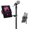Elitehood Alluminio Supporto Tablet Asta Microfono, Montaggio Laterale Supporto iPad e Microfono, Porta Microfono per Asta e Leggio Spartiti Musicali per iPad Mini Air Pro e iPhone 4.7-12.9