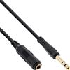 Inline - Prolunga per Cuffie, Jack da 6,3 mm su Femmina, Stereo, contatti Dorati, Nero Nero Nero 3 m