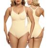 SHAPERX Body Contenitivo Modellante Donna Snellente Shapewear Bodysuit Tanga Invisibile Body Shaper Addominale Compressione, UK-SZ5305-Beige-L/XL