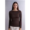 Intimissimi Maglia Manica Lunga In Modal Con Cashmere E Scollo A Barchetta Marrone