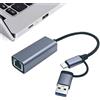 XUJAIOLQP Adattatore Ethernet USB 3.0, adattatore di rete USB C a RJ45 Gigabit LAN 1000 Mbps per Windows XP, MAC OS, Linux, Vista 7 8 10 11 e altri