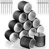 GNEUFVIE 24 Pezzi Bigodini Set, 12 Pezzi 48MM Bigodini Grandi Rulli Non Riscaldati Autoadesivi con 12 Pezzi Acciaio Inossidabile Fermagli, per Capelli Lunghi e Corti
