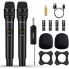 JAMELO Microfono Wireless, Microfono Palmare UHF con Ricevitore Ricaricabile, Sistema Microfonico Wireless Professionale per Karaoke, Canto, Matrimonio, DJ, Discorso (2 Mics)