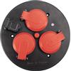 as - Schwabe inserto presa per avvolgicavo, 3 prese con terra, con coperchio di protezione rosso, USB, indicatore di tensione, uso esterno IP44, 230 V 16 A