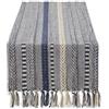 DII Runner da tavola a righe intrecciate, collezione Farmhouse, 38 x 183 cm (38 x 180 cm, frange incluse), blu francese