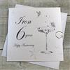WHITE COTTON CARDS Cotone Bianco Carte FL Uso Navigazione ckwunschkarte & quot; Happy Anniversary & quot;, per Le Nozze di Ferro, 6 ° Anniversario, Fatto a Mano, Bianco