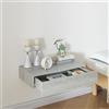 [en.casa] Mensola con Cassetto Consolle da Parete Mensola da Muro Comodino Sospeso con Cassetto 60 x 35 x 12 cm - Effetto Cemento