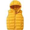 Yishengwan Piumino Senza Maniche Bambini Leggero Gilet Piumino con Cappuccio Smanicato Cappotti Giacca Giallo 120