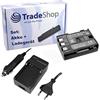 Trade Shop Trade-Shop Set 2 in 1: batteria agli ioni di litio 1200 mAh + caricabatterie con adattatore per auto compatibile con Canon EOS 350D 400D Digital N Kiss Digital N FV 500 FV M200
