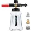 DANCINGBOAR Lancia Schiuma da Neve Cannone Schiuma per Karcher Serie K K2 K3 K4 K5 K6 K7 Pistola Idropulitrice, 1L Dispenser di Sapone con Ugello Spray Regolabile Aggiornato per Autolavaggio (Nero e Rosso)