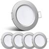acegoo 4 pezzi Faretti LED da Incasso 12V Camper Barca Lampada Soffitto Downlight Rotondo Plafoniera 5000K IP64 per Roulotte Furgone Cucina Bagno Cartongesso Mobile, Argento Bianco freddo