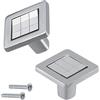 Aerzetix - C41329 - Set di 2 pomelli quadrati per porte mobili 25x25x19mm - maniglia bottone armadio cassetto design interno arredamento cucina soggiorno assemblaggio - in metallo - finitura cromo