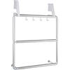 Wenko 3303100 Portasalviette Box Doccia Compact, 4 Ganci, Alluminio, Materiale Plastico, 14,5 x 78 x 62,5 cm, Argento Opaco/Bianco