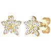 Elli Orecchini da donna a forma di fiocco di neve con zirconi in argento sterling 925 placcato oro, Cristallo, Senza gemme