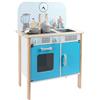 Leomark cucina per bambini in legno, giocattolo con accessori: Forno, Lavello, Orologio, Pentole, Cucine per Chef, Menfi colore Blu 60x29,5x81(A) cm
