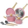 Innerwell Set di Pentole e Padelle 4 Pezzi Rosa, Padelle Induzione