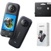 Insta360 X3 con Certificato di Garanzia Care - Action cam 360 Impermeabile con sensori 1/2 da 48 MP, video Active HDR 360 da 5.7K, foto 360 da 72 MP, obiettivo singolo 4K, modalità Selfie 60 fps