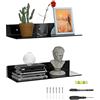 Sezanrpt Set di 2 Mensole da Parete in Acrilico 43cm, Nero Forma L Galleggiante, Mensola ad Angolo in Acrilico, Mensole da Parete in Perspex per Decorazione da Parete, Modellini di Auto, Candele