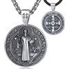 EUDORA Harmony Ball San Benedetto San Benito Medaglia 925 Collana in Argento Sterling per Donne e Uomini, Ciondolo Amuleto Vintage di San Benedetto, Gioielli Cattolici Cristiani, 24+20