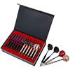 POFET - Set di 12 freccette con punta in acciaio da 22 g, con fusto in ferro antiscivolo, in alluminio e 4 alette in stile con confezione regalo