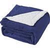 Good Nite Coperta in pile Sherpa reversibile, 130 x 150 cm, soffice e calda, per letto domestico e viaggi (blu navy, singolo)
