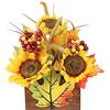 Flair Flower Fiore artificiale girasole in vaso, composizione autunnale, fiori artificiali, decorazione per Halloween, giorno del Ringraziamento, decorazione per fiori, autunno, foglie autunnali, decorazione da
