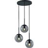 Trio Leuchten Trio, Sospensione, Balini 3xE14, max.28,0 W Vetro, Fumé, Finitura: Metallo, Antracite Ø:30,0cm, A:150,0cm IP20,Senza illuminante,Regolabile in altezza