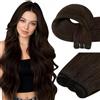 Easyouth Extension Tessitura Capelli Veri #2 Marrone Scuro Extension Capelli Veri Weft Il Marrone Più Profondo Extensions Human Hair Tessitura Invisibile 30cm 70g
