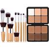 MKNZOME Palette Correttori Colorati, MKNZOME 12 Colori Contouring Viso Crema Correttore Occhiaie e Pennelli Trucco Palette Contouring Impermeabili a Lunga Durata Set Trucchi Regalo per Donne Ragazze