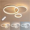 MOUNM Plafoniera LED Soffitto Moderna 54W , Lampadari LED Dimmerabili 3000K-6000K | Lampadario LED Soffitto con Telecomando, Plafoniera LED Dimmerabile per Camera da Letto, Soggiorno, Salone, Tre cerchi