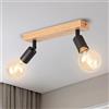 ANWIO Faretti da Soffitto Neri Regolabili,Faretti da Muro,Lampada Soffitto con 2 Lampadine LED Attacco E27,Applique da Parete,Base di Legno,Plafoniera per Negozio,Bar,Vetrina(Lampadine Escluse)