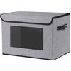 YheenLf 1 pezzi Scatola con Coperchio, Scatole portaoggetti con Finestra Trasparente, Organizer Armadio Cassetti, Utilizzato per Riporre Vestiti, Scarpe, Grigio, 33×23×20cm