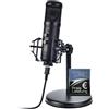 DOCKIN® MP2000 Microfono USB da studio per computer, PC e Mac, microfono Podcast con supporto e ragno per la registrazione vocale e strumentale, microfono per streaming e podcasting con luci LED