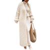 Yegirlzs Cardigan Lungo Donna Maniche Lunghe Cappotto a Maglia Casual Giacca con Bottoni Cappotti Aperto con Tasche per Autunno Inverno B Bianco S