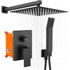 Hausharbor Set Doccia Completo Adatto per Bagni, Incasso Set Doccia, Sistema Doccia in Ottone, Soffione Quadrato 10 inch (25cm), 2 Funzioni Nascoste Accessori, Facile Installazione