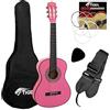 TIGER CLG6-PK Set chitarra classica per bambini, misura 1/2, con custodia, corde di ricambio in nylon e plettro - colore rosa