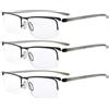 Eyekepper 3-Paia Occhiali da Lettura a Mezza Montatura Leggeri Uomo Donna Aste in Plastica (Gunmetal,2.75)