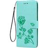 GOKEN Cover per Huawei Honor X7a, Custodia Flip TPU/PU Portafoglio Pelle con Stand/Carte Slot, Chiusura Magnetica 3D Rosa Telefono Case Custodie, Verde