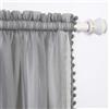Elegant Comfort Tende semitrasparenti con nappe con pompon, set di 2 pannelli, con tasca per asta da 5 cm, tende trasparenti in tinta unita, per soggiorno, camera da letto, 162 x 213 cm, grigio